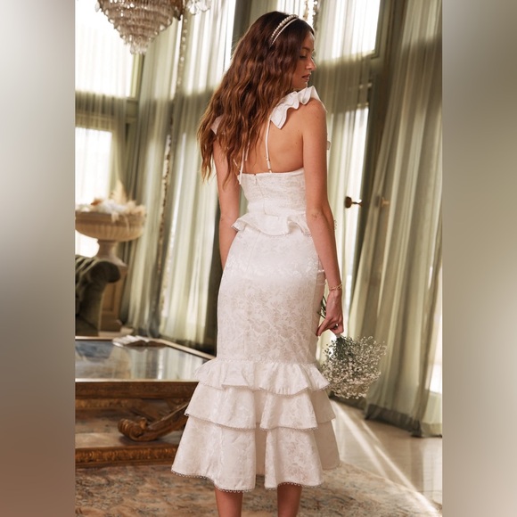 V. Chapman Violet Corset Ruffled Tiered Hem Midi Dress - Picture 2 of 9